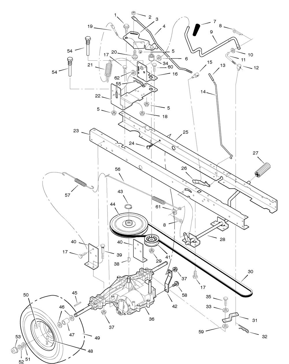 Motion Drive Diagram and Parts List for 385002X78A 2005 Briggs and Stratton Lawn Tractor